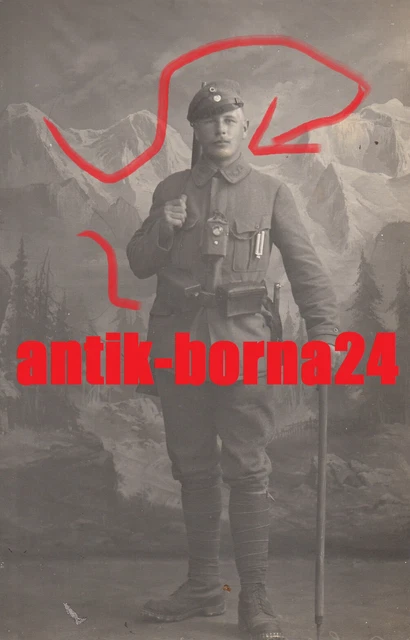Portrait Foto Soldat Feldgrau Schneeschuh Btl. Gebirgsjäger S Alpenkorps G280