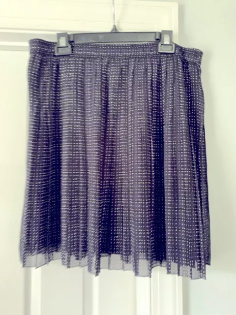 Ann Taylor Loft Womens Pull On Plaid Pleated Skirt Size Large Navy Blue