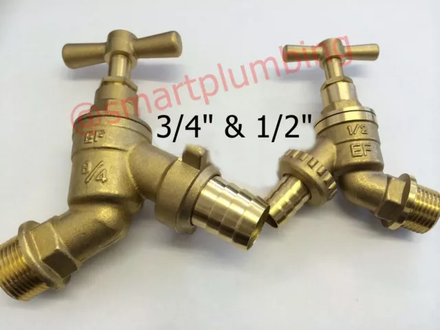 1/2" or 3/4" Brass Outdoor Garden Tap / Hose Union / Bib Tap / Bibcock / Outside