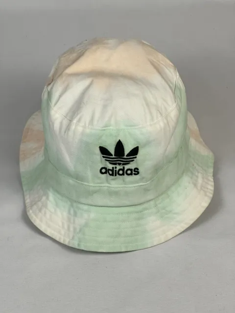 ADIDAS Bucket Hat Trefoil Logo Tie Dye Pastel Washed Green Peach Purple