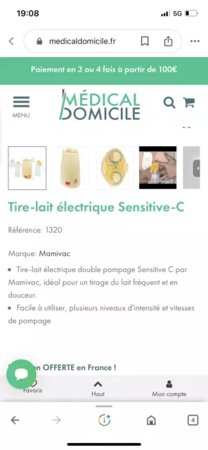 Tire-lait électrique Mamivac Sensitive C