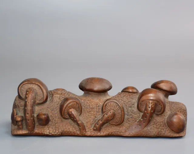 Collection Chinese Antique Vintage Boxwood Wood Carved Exquisite Mushroom Statue