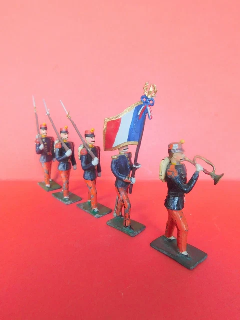 CBG MIGNOT ANCIENS :  III REPUBLIQUE ENSEMBLE DE  5 SOLDATS INFANTERIE au défilé