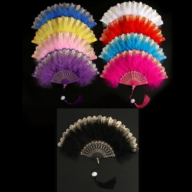 Lolita compartimentos de plumas linda niña Court Dance ventilador de mano decoración de fiesta