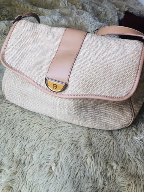 ETIENNE AIGNER - Brown Leather Shoulder Bag Purse Handbag Vintage