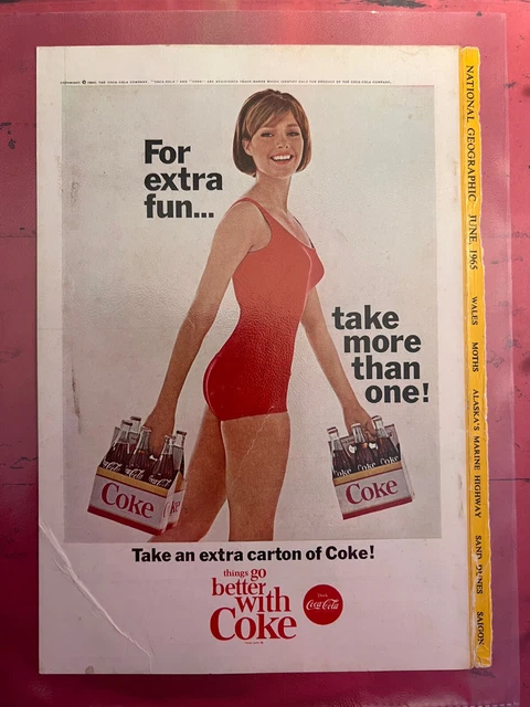 Vintage COCA COLA COKE Nat Geo back cover Magz Ads 1941 1965 quan disc free ship