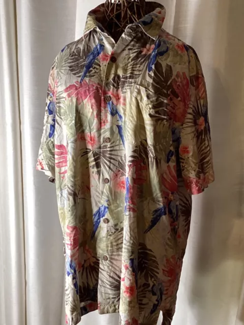 TOMMY BAHAMA SIZE 2 xl 100% Silk Mens Hawaiian Camp Shirt Parrot $19.99 ...
