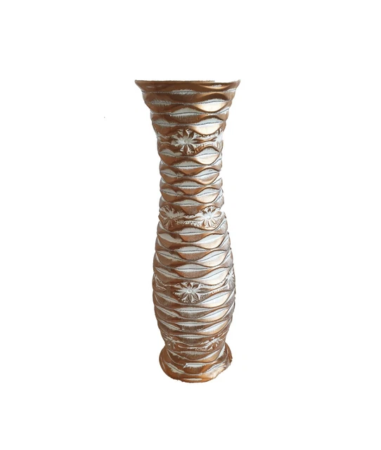 Large Ceramic Urn Vase White Bronze Silver Glitter 59cm Tall Floor Standing