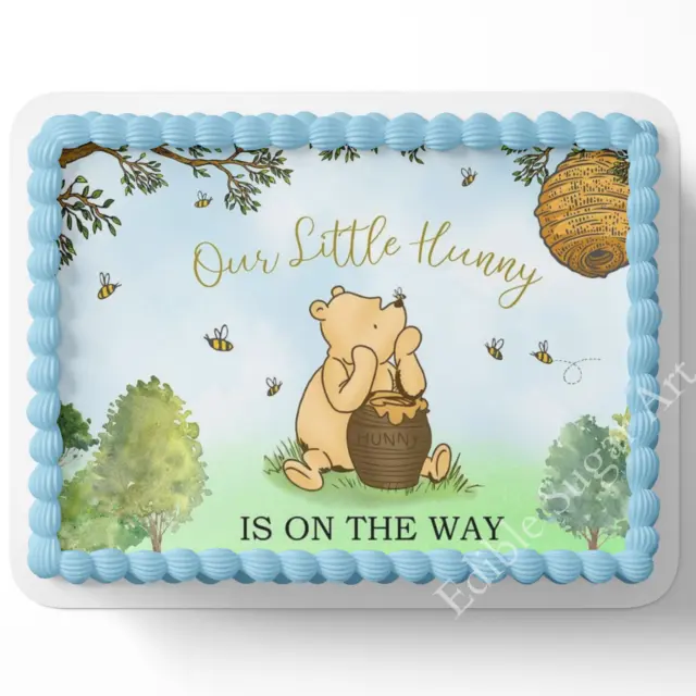 Pooh Bear Baby Shower Cake Topper Edible image Pooh Bear