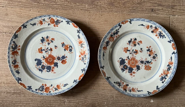 Chine XVIIIe Assiettes Imari Antique Plates China 18th