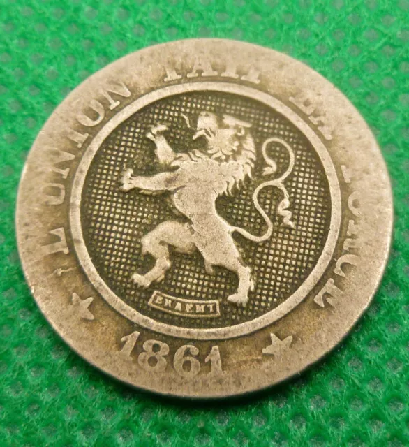 1861 Leopold Premier Roi Des Belgium 10 Centimes  Coin