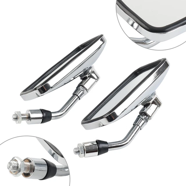 Specchietti Retrovisori Moto - Rettangolari, In Alluminio, Regolabili 360°, Per Manubrio 22 Mm - Foto 3