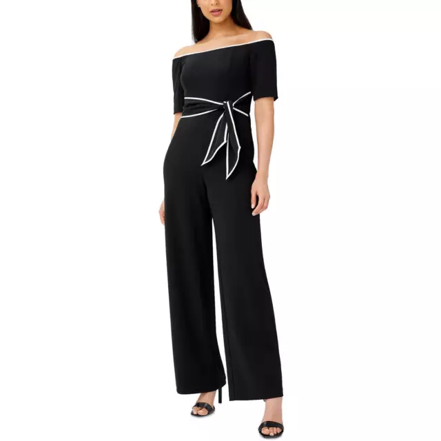 Adrianna Papell Womens Black Off-The-Shoulder Wide Leg Jumpsuit 2 BHFO 4286