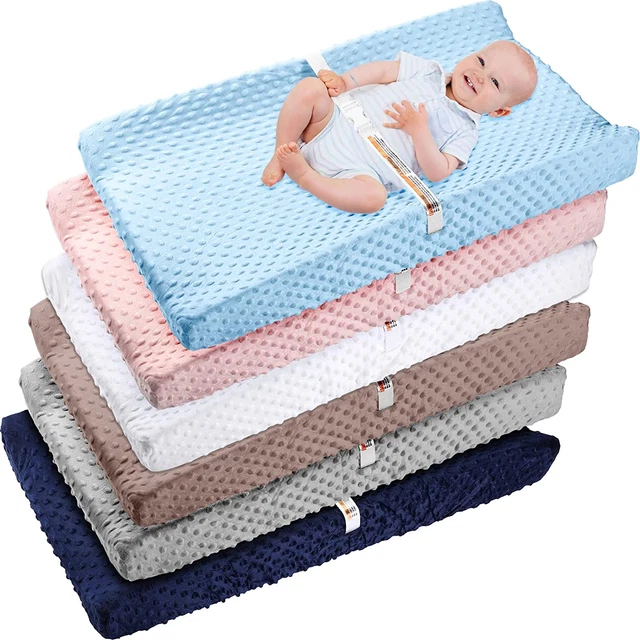 6 Pack Changing Pad Cover Unisex Ultra Soft Minky Dots Fabric Plush Changing Tab