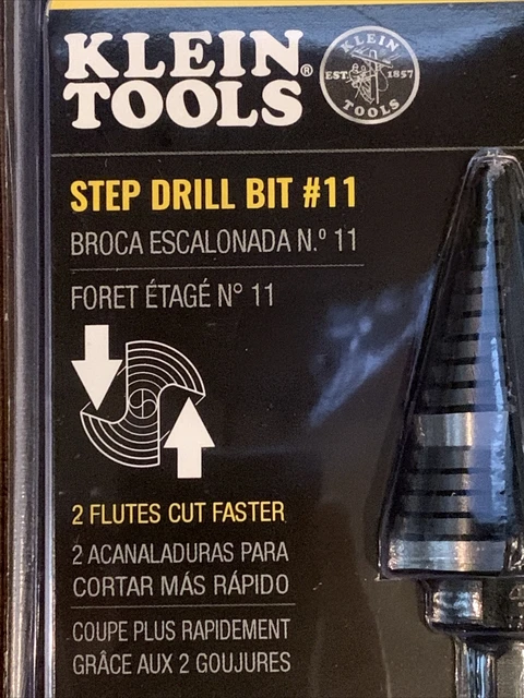Klein Tools KTSB11 Double-Fluted 7/8" - 1-1/8" 3-Hole Step Drill Bit #11 3