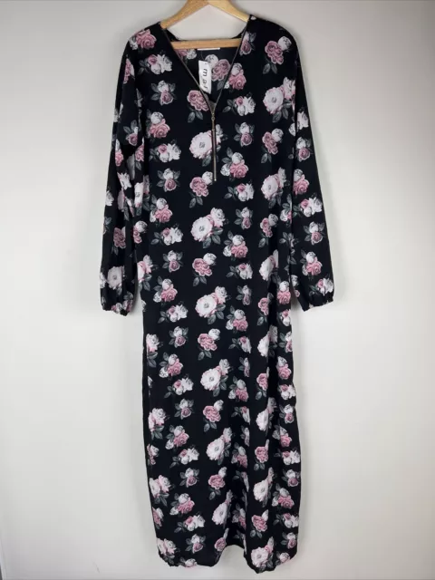 Malibu Womens Long Sleeve Floral Pattern Maxi Dress Size 16 (New)