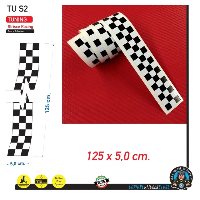 Cafe Per Moto Scacchi Nastro A Righe 1220x15mm X2 Classico Vintage Moto - Foto 2
