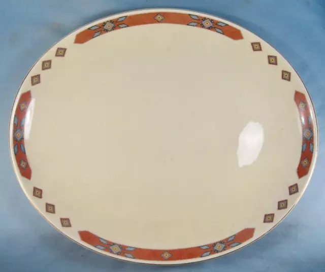 Iroquois Red 13 Inch Oval Serving Platter WS George Cavitt Shaw Diamond Band (O)