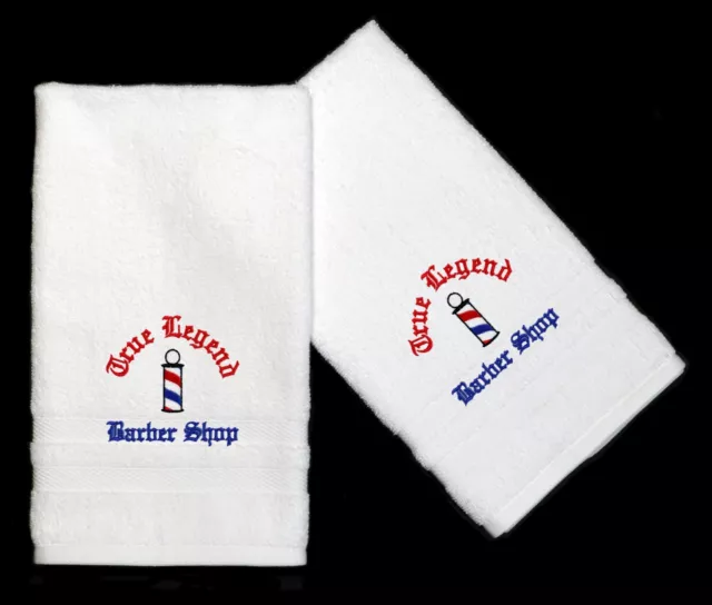 Personalized Custom Barber Shop Pole Embroidered Logo Hand Towel Set 2-Pieces