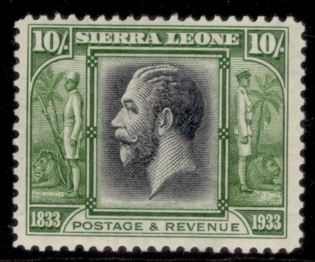 SIERRA LEONE GV SG179, 10s black & sage-green, LH MINT. Cat £300.