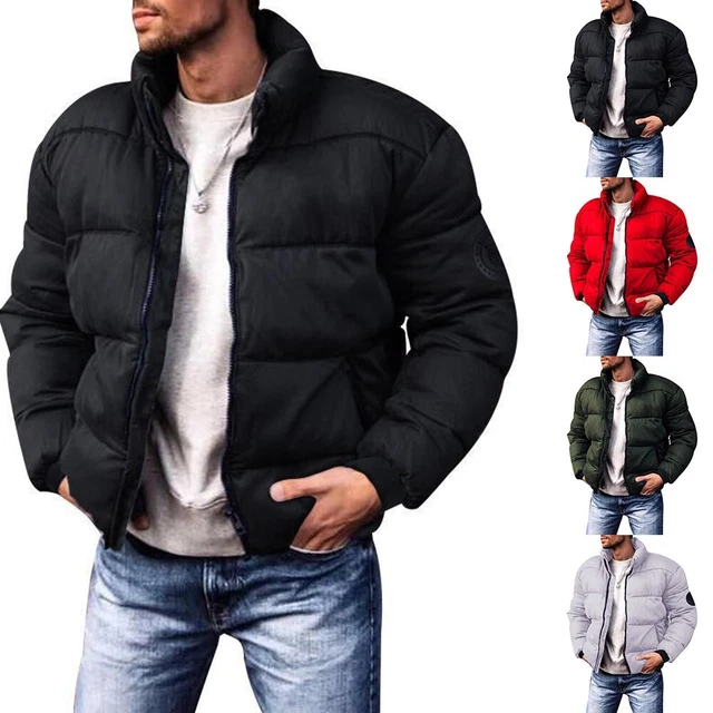 Doudoune Légère Homme à Col Montant - Coupe-vent Chaude Pour Automne/hiver - Couleur Unie - Taille C-L