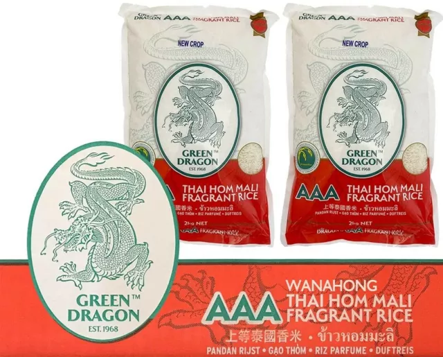 Green Dragon AAA Thai Duftender Jasminreis 4 kg (2 kg x2 Beutel)