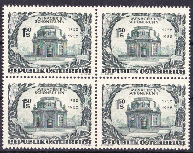 Österreich 1952 ANK 989 Mi 973 ** Tiergarten Schönbrunn 4er-Block postfrisch
