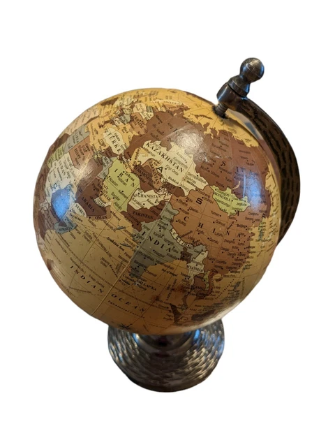 Government of India 2012 6" Globe on Silver metal stand Desk Top - Used