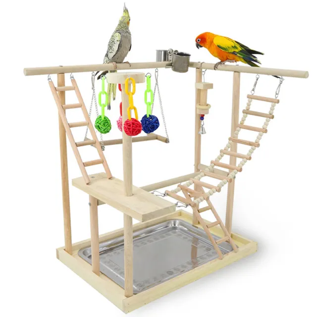 Bird Parrots Playground Birdcage Playstand Play Gym Parakeet Playpen Ladder AU