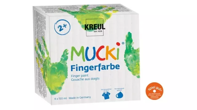 Kreul Mucki Fingerfarbe 4er Set je 150 ml Farben Für Kinder