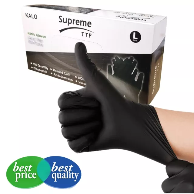 Strong Black Disposable Nitrile Gloves 4.5mil Powder & Latex Free Mechanic Grip