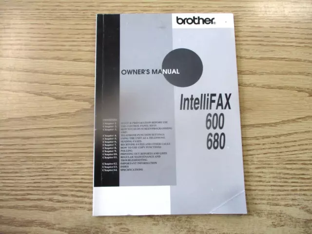 Brother Intellifax 600 680 owners manual