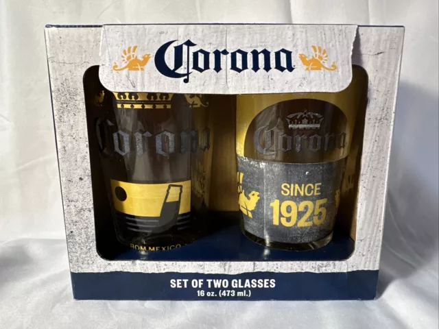 CORONA PINT BEER GLASSES 16oz NEW 2 Gift Pack