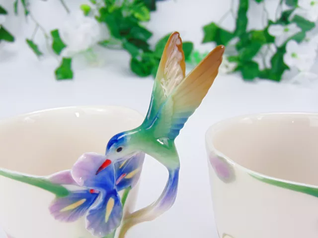 Franz Porcelain Hummingbird Tea Set for Two - 7 Piece Inc. Teapot, Milk Jug etc. 3