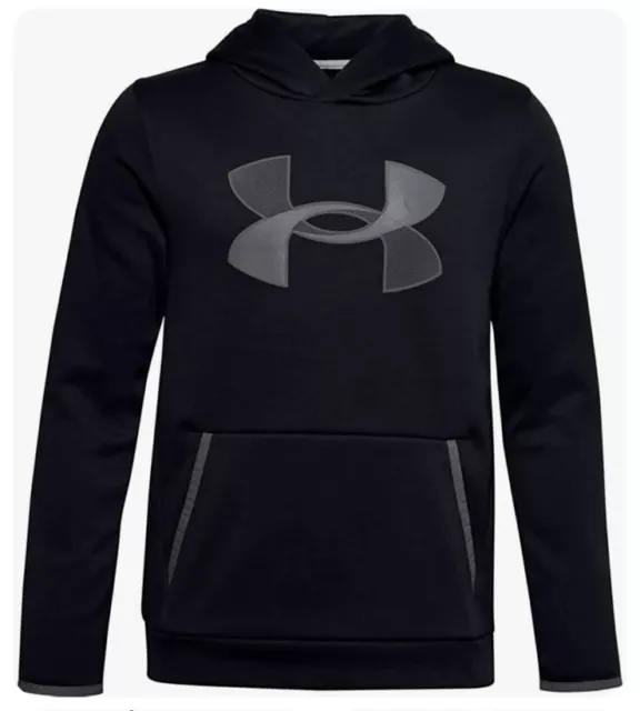 Under Armour Boys' Armour Fleece Big Logo Hoodie Black Youth Small