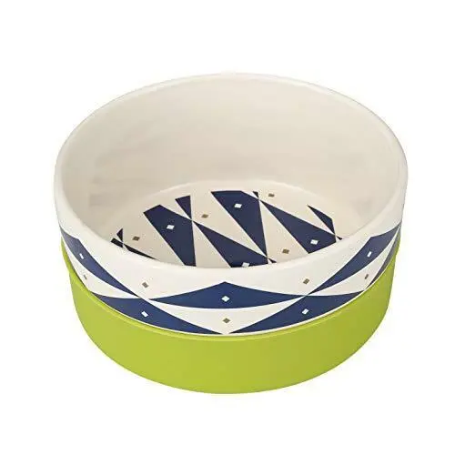 Now House for Pets by Jonathan Adler Oslo Duo Dog Bowl, Small Cute Ceramic Dog