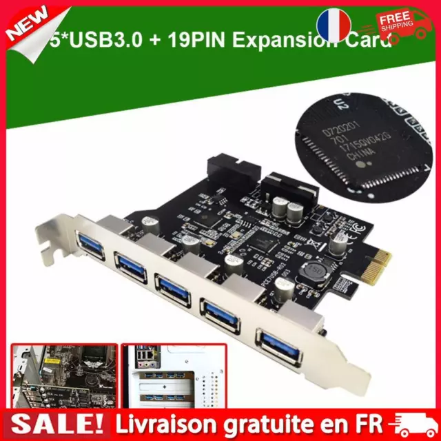 fr USB 3.0 PCI-E Expansion Card 5 Ports HUB Adapter PCI Express Extender Module