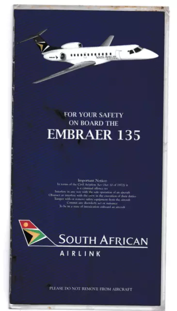Safety card South African Airlink Embraer 135