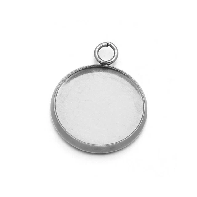 Edelstahl Cabochon Einstellungen silber rund 19,5x23 mm 5er-Pack