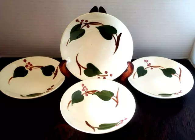 Blue Ridge Southern Potteries STANHOME IVY Fruit Berry Bowls Dessert Lot of 4