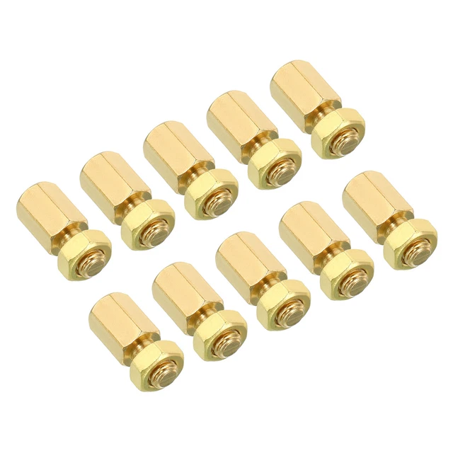 10mm+6mm M5 Standoff Screws 40 Pack Brass Hex PCB Standoffs Nuts Gold Tone