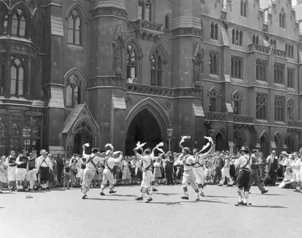 The Westmonster Morris men performing Morris dance front Westminster- Old Photo