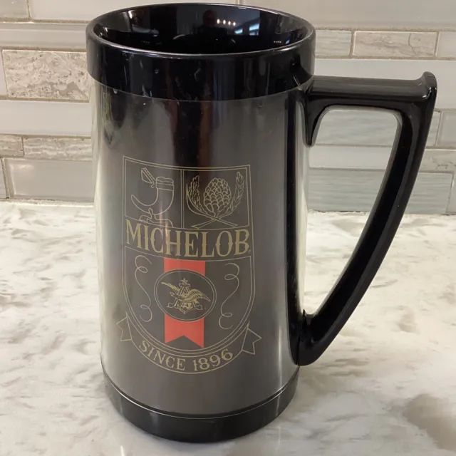 West Bend Thermo Serve Inc Black Plastic Insulated Michelob Beer Stein Mug USA