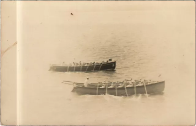 PC CHINA, WEIHAIWEI, HMS KENT PULLING REG., Vintage REAL PHOTO Postcard (b29849)