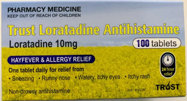 Trust Loratadine x 100 Tablets, 10mg  (GENERIC CLARATYNE ALTERNATE 10MG)