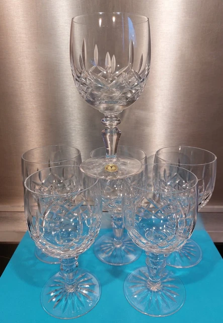 Lot De 6 Verres à Vin Waterford Lismore - Cristal Taillé Clair - 21 Cm - Comme Neuf