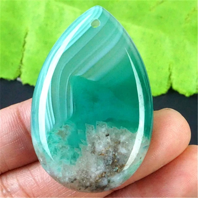 GV50244 46x30x6mm Green/white Druzy Geode Agate Teardrop Pendant Bead