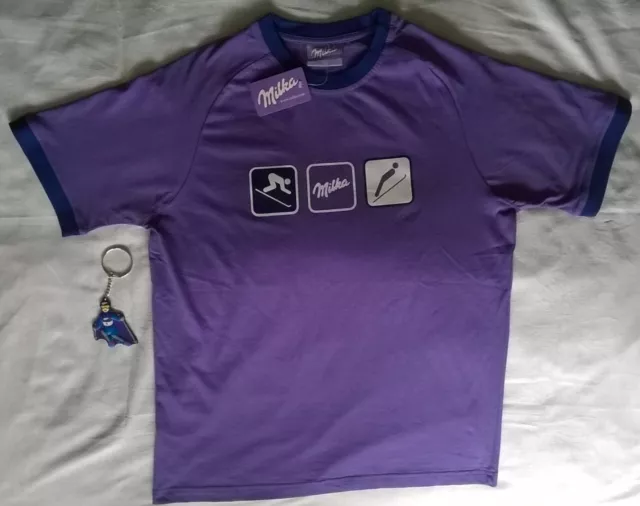 T-Shirt Gr. L "Milka-Ski-Logo"+ Schlüsselanhänger "Skier"