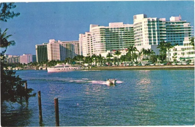 Indian Creek Looking North From 41st Street, Miami Beach, Florida Postcard