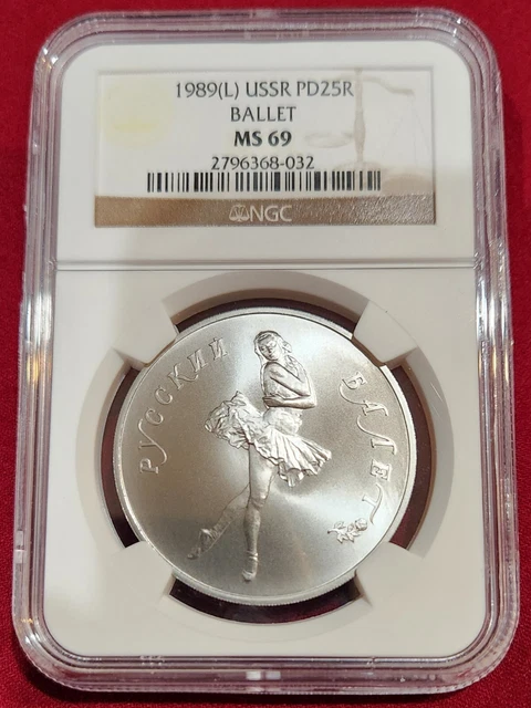 1989 Palladium Russian Ballerina 25 Rubles Ms-69 (Rare)